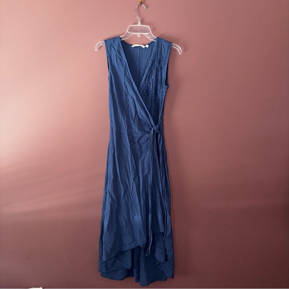 Soft Surroundings High Low Blue Wrap Dress
